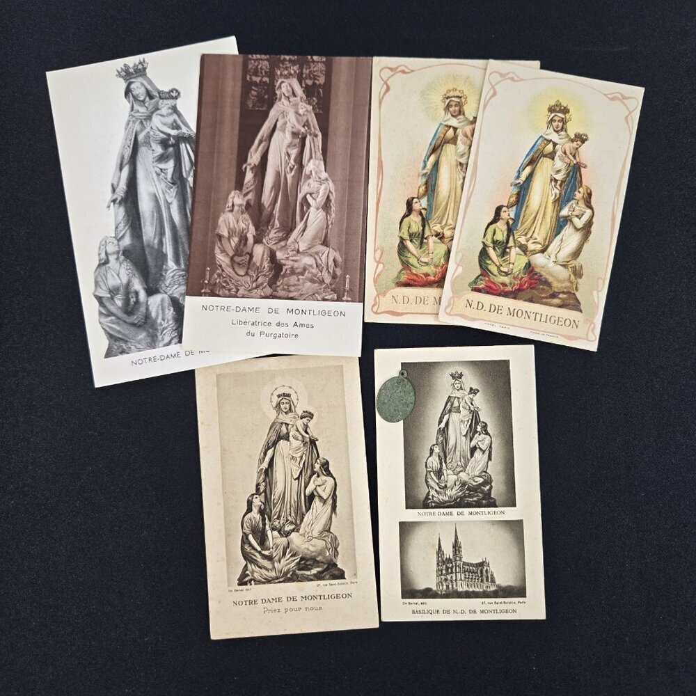 Notre Dame de Montligeon Vintage Lot Holy Cards Antique Medal Purgatory Souls